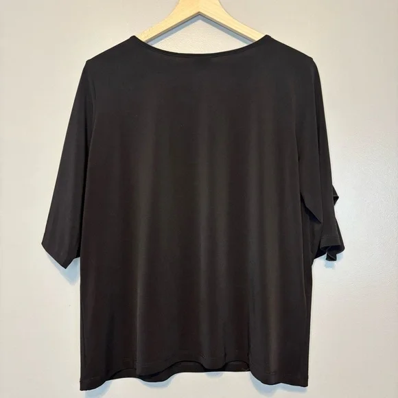 Clara Sunwoo Medium Ruffle Half Sleeve Top Black Made in USA - Picture 4 of 6